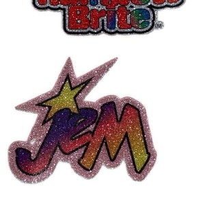 Applikationen zum Aufbügeln | Regenbogen Brite / Jem Glitter Heat Transfer | Bügelbild für T-Shirts, Mützen & Mehr | Niedliche Vintage Bügelbilder / Applikationen aus den 1990er Jahren