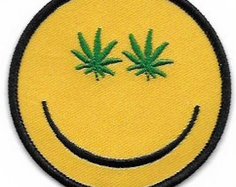 Pot Smiley Face Iron-On Embroidered Patch