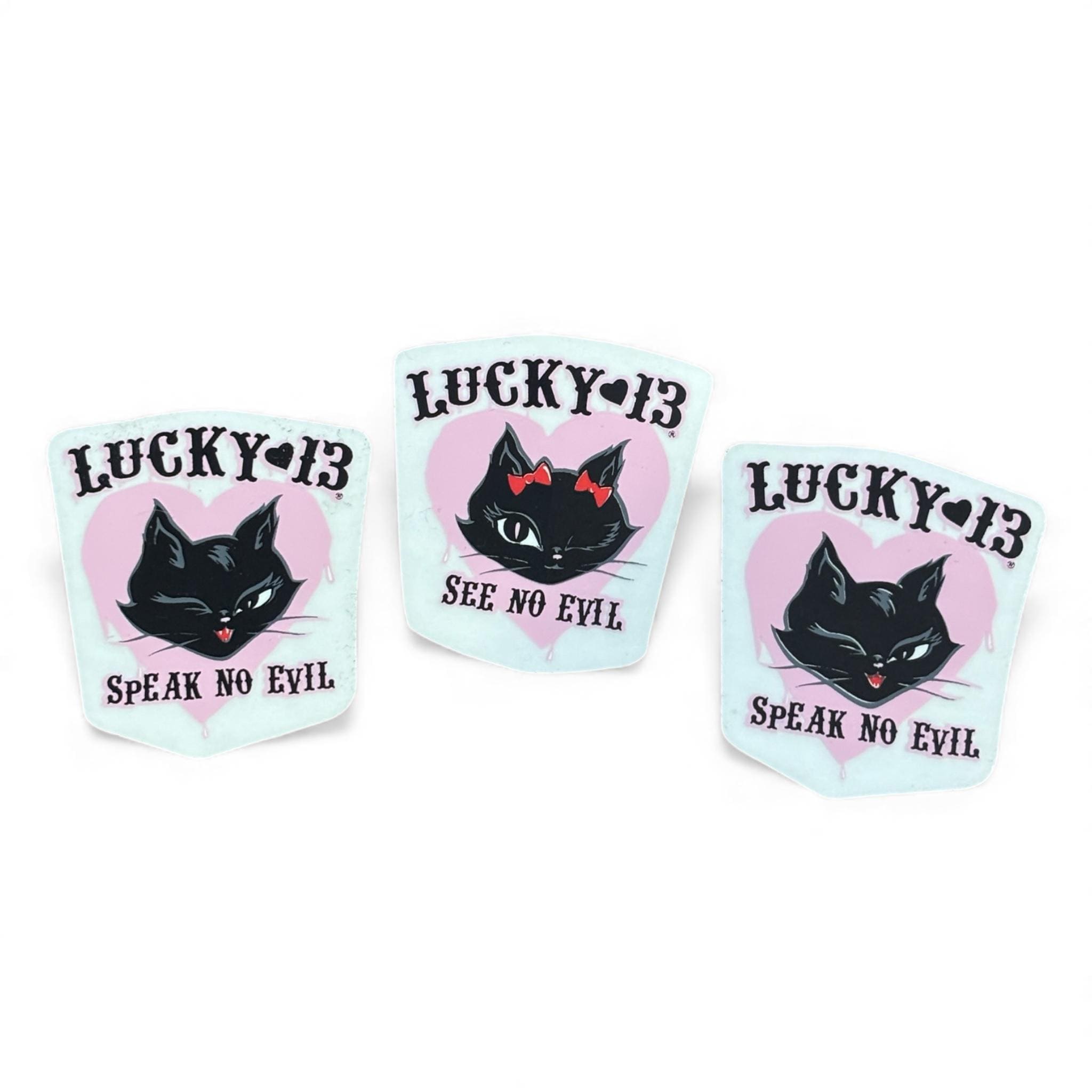 Vintage Lucky 13 Black Cat Sticker Set | Rockabilly Punk Vinyl