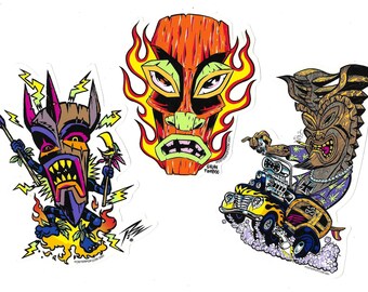 ART STICKER Smokin Tiki by Artist Von Franco Decal #VF09 - Etsy