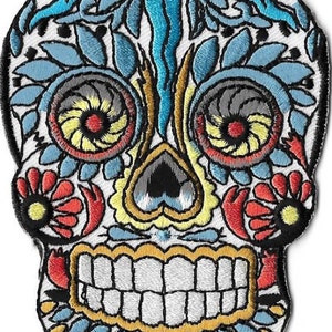 Colorful Candy Skull Embroidered Patch Iron On Applique Day of the Dead