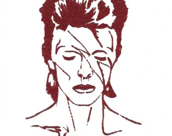 David Bowie Vintage Transfer Art | Vinyl Image on Cloth | 8.5" x 11" Framable Art | Assorted Styles | Ready To Frame Decor | Rock Art