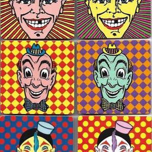 Podkładki Fun House | Asortyment Coney Island | Nowe i nieużywane | Zestaw 6 podstawek z korkowym spodem | Podkładki pod napoje | Wystrój domu