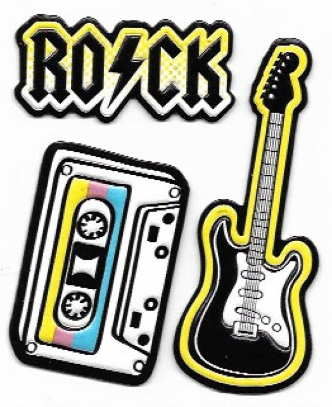 Rocking Stickers Retro Rock and Roll Puffy Sticker Set - 3 Large, Leather-feel Stickers ...