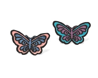 Vintage Butterfly Embroidered Iron-On Patch, 90s Deadstock