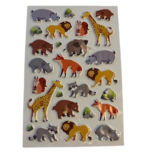 Wildtier Puffy Sticker Set | 20+ entzückende bunte Aufkleber | Bastelbedarf | Scrapbooking | Kindersticker