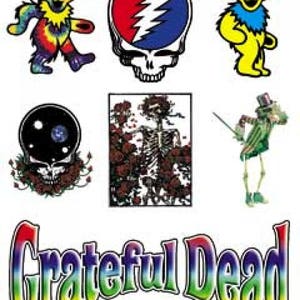 Grateful Dead Assorted Icon Sticker Set, Sixties, Retro, Hippie, Deadhead, Jerry Garcia, Dancing Bear