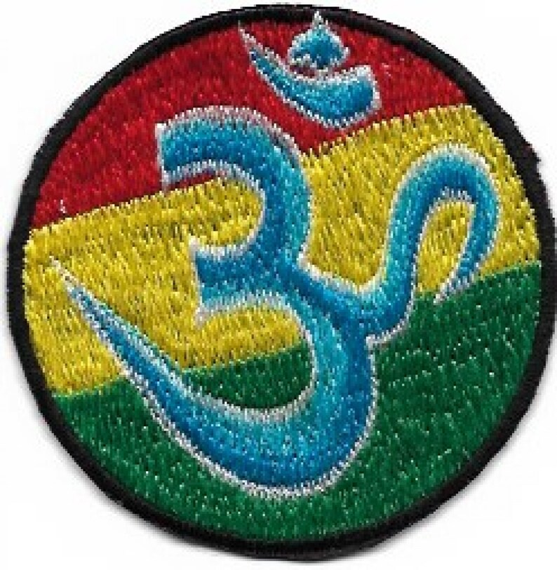 Om Symbol Patch On Rasta Flag Colors Handmade Sew On Patch Etsy