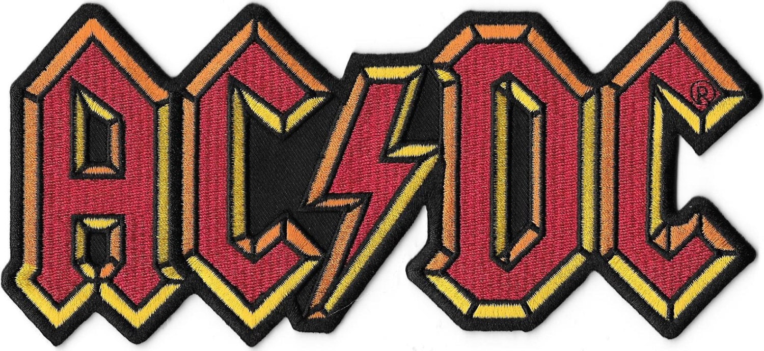 AC/DC Logo 8 Inch Embroidered Back Patch, Large Iron On Appliqué