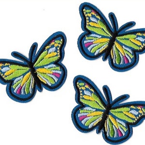 Butterfly Embroidered Cloth Patch | Fabric Applique | Set of 3 Pieces | Assorted Styles and Colours