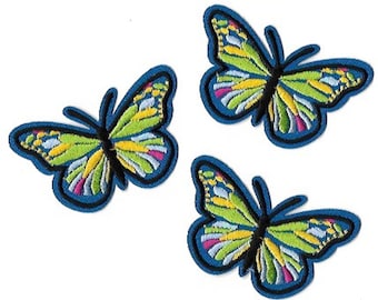 Butterfly Embroidered Cloth Patch | Fabric Applique | Set of 3 Pieces | Assorted Styles and Colours