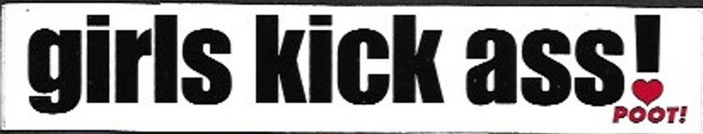 Mädchen Kick Ass Skateboard Aufkleber | 1990er Jahre Deadstock | Frauenpower | Skateboarding | Skate Kultur Bild 1