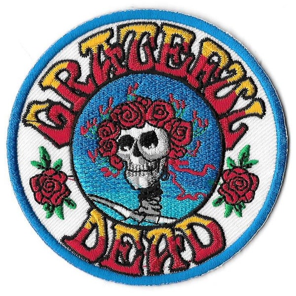Grateful Dead Skull and Roses 3.5" Embroidered Patch Iron On Applique Band 70s Jerry Garcia