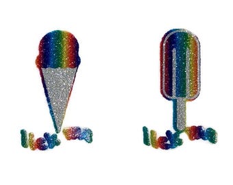 Iron On Transfer | Rainbow Ice Cream/Popsicle Heat Transfer Iron On for T-Shirts, Hats, Bags | 1990s Deadstock | Vintage Lick Me Transfers