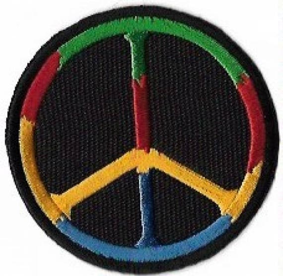 Peace Symbol Embroidered Patch / Iron on Applique Rasta - Etsy