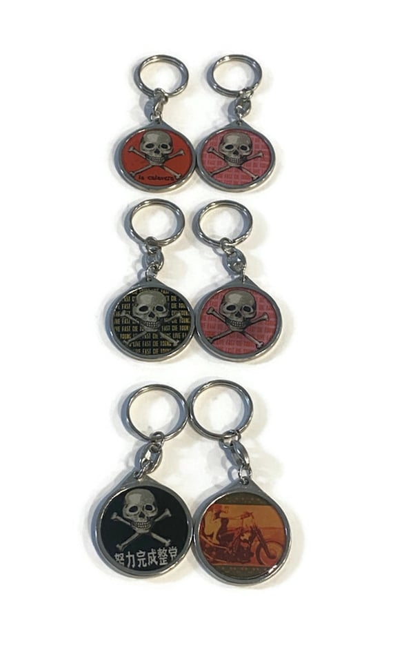 Vintage Skull Keychains | Double Sided Images | New Unused