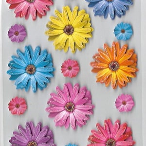 Hübsche Blumenaufkleber | 3D Blumen Sticker Set mit Pop-Up-Papierblumen | Leichter glitzernder Effekt | Bastelbedarf | Verschiedene Stile