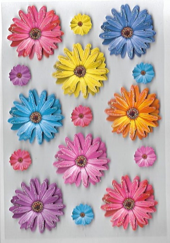 Hübsche Blumen Aufkleber 3D Blumen Sticker Set mit Pop-Up Papierblumen  Leichter Glitzereffekt Bastelbedarf Verschiedene Stile -  Österreich