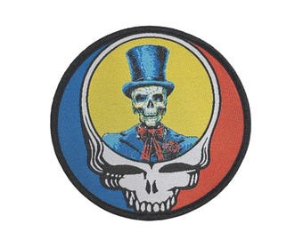 Grateful Dead Skull Top Hat Iron-On Patch |  Licensed Rock Patches | Music , Deadheads, Jerry Garcia
