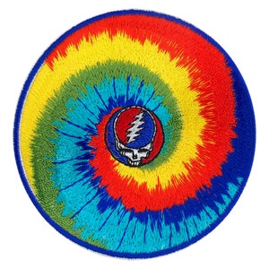 Grateful Dead Steal Your Face Swirl Patch /  Iron On Applique, Tie Dye, Music, Deadheads, Jerry Garcia
