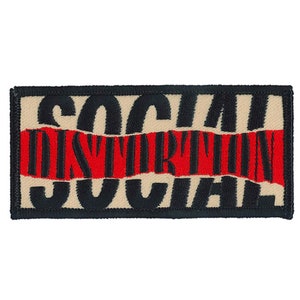Écusson brodé/appliqué à repasser avec logo moto Social Distortion, sous licence officielle | Patchs de roche | Marchandise du groupe