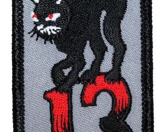 Black Cat 13 Embroidered Patch I Iron On Applique | Gothic Patch | Punk Patch | Music Patch