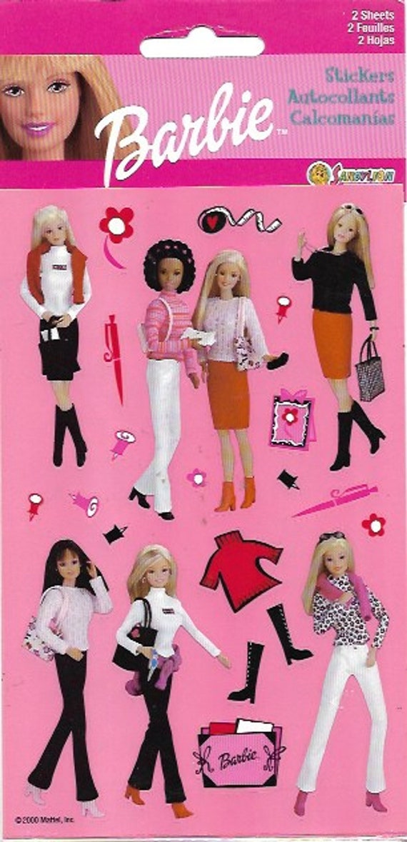 Rari adesivi Barbie vintage / Pacchetto adesivo Sandylion / Include 2 fogli  di Barbie e i suoi accessori -  Italia