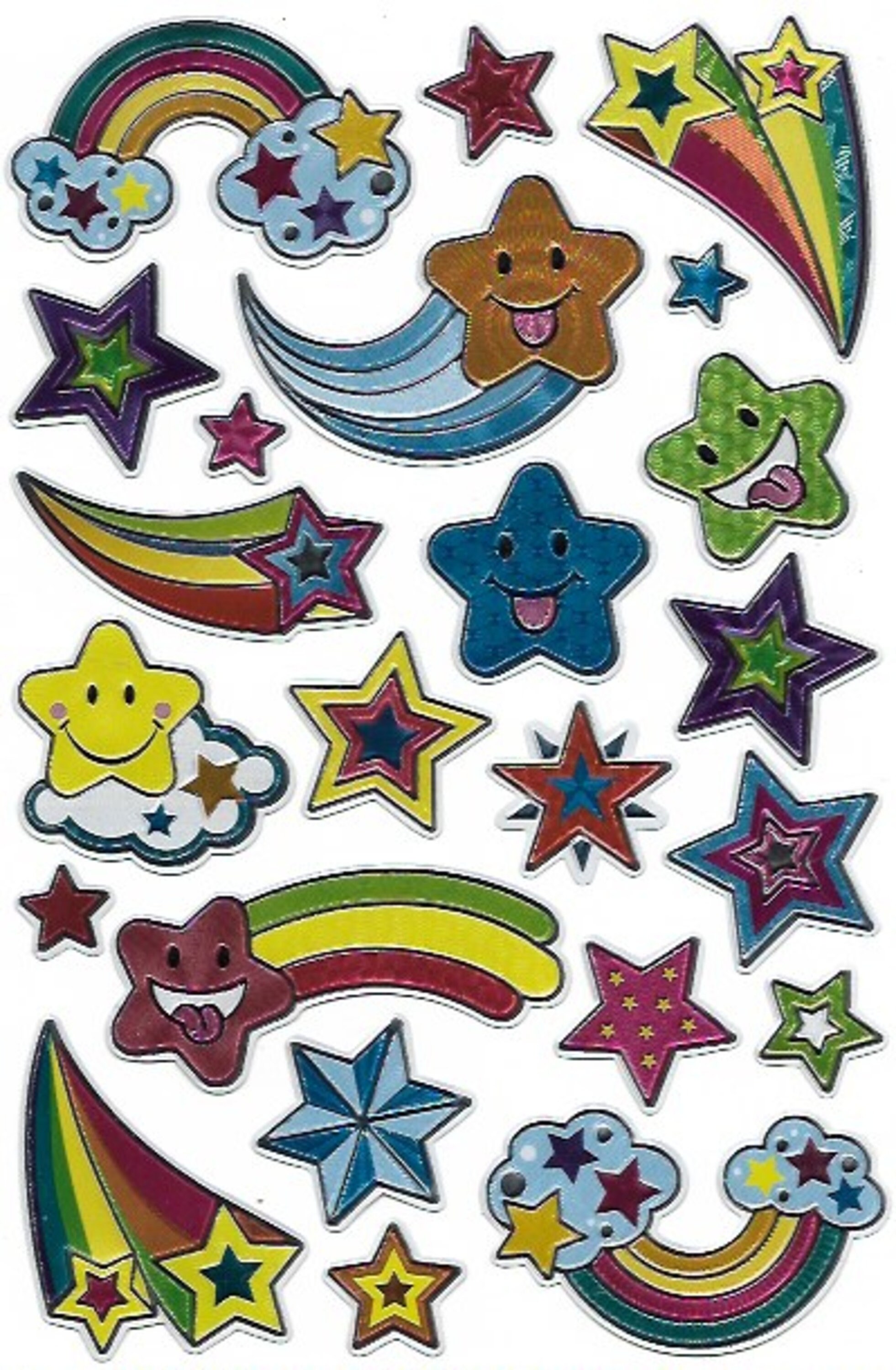 虹と星のステッカー | 箔レーザーエンボスステッカー | メタリック