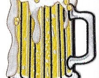 Beer Embroidered Patch / Iron On Appliqué | Mug of Beer Patch | Drinking Patch | Retro 50's Style Pint