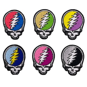 Grateful Dead Steal Your Face Mini Patch /  Iron On Applique, Assorted Colours | Rock Patches | Licensed Patches