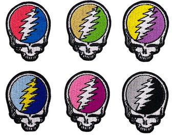 Grateful Dead Steal Your Face Mini Patch /  Iron On Applique, Assorted Colours | Rock Patches | Licensed Patches