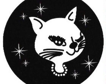 Retro Vintage Glitter Winking Cat Stickers 90s Winking Cat Sticker Vintage Cat  Sticker 