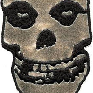 MISFITS Silver Pleather Skull  10&quot; Oversized Patch, Iron On Applique, Officially Licensed, Punk Rock, Danzig