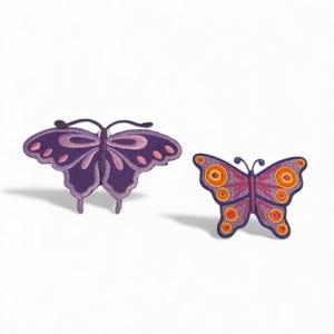 Purple Butterfly Embroidered Iron-On Patch | Applique