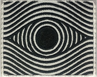 Illusion Eye Embroidered Patch / Iron On Applique, 60's Retro, Geometric Pattern