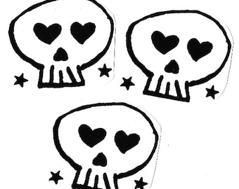 Skull and Stars Sticker Set | Vintage Art Stickers - Set of 3 | Punk Stickers | Skateboard Sticker | Notebook Stickers
