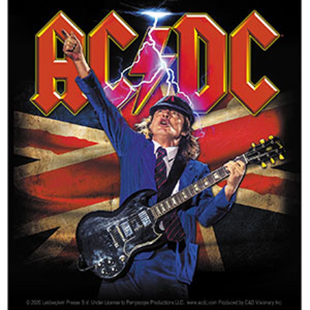 AC/DC Angus With British Flag Vinyl Logo Sticker, High Quality ...