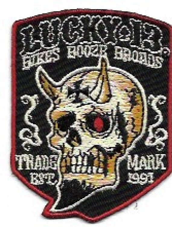 Lucky 13 Red Square Patch Rockabilly Punk Kustom Retro Iron On Bike motorcycle