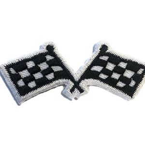 Racing Flags Iron-On Patch| Applique | Black and White Checkered Racing Flags | Costume | Car Racing
