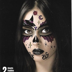Temporary Tattoos | Spooky Witch Motif | Costume Accessory | Unisex | Removable Tattoos | Halloween | Easy Application