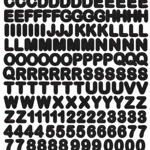 Ensemble d'autocollants alphabet/numéro/ponctuation | Autocollants de police de base noirs | Fournitures d'artisanat | Scrapbooking | 370 comptes sur 2 feuilles