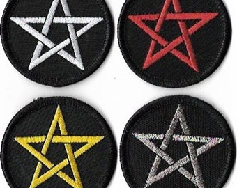 Pentagram Star Bordado Parche / 2 " Hierro en appliqué