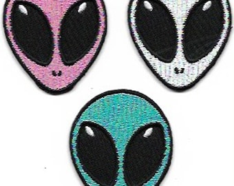 エイリアン刺繍パッチ | アイロン接着アップリケ | 帽子に最適 | Tシャツ | 子供服 | ベビー服