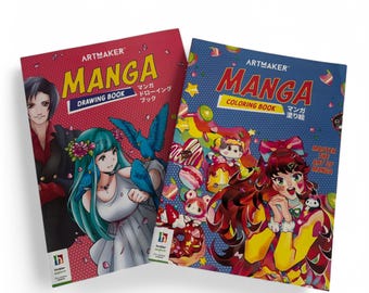 マンガアートブックセット | 塗り絵と描画ブック | 2 冊セット | マンガの芸術をマスター