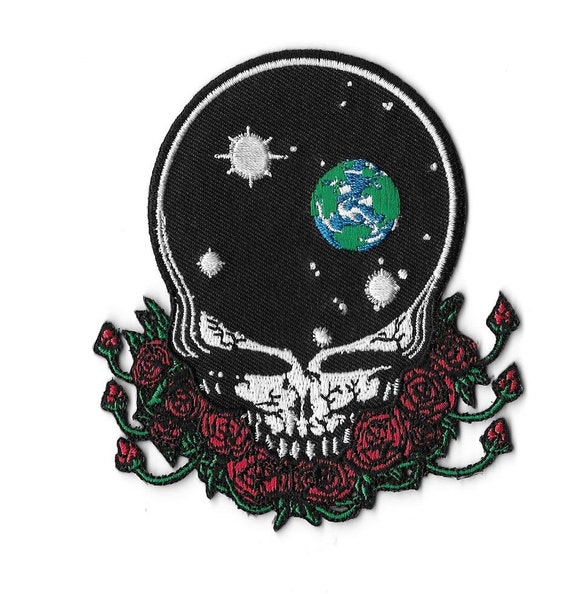 Grateful Dead Space Your Face Skull Embroidered Patch /  Iron On Applique, Music, Deadheads, Band, 70s, Jerry Garcia