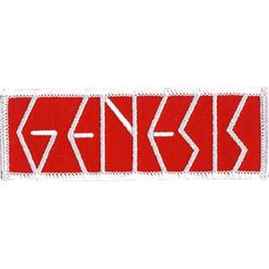 May include: White embroidered patch with the word "GENESIS" in red.