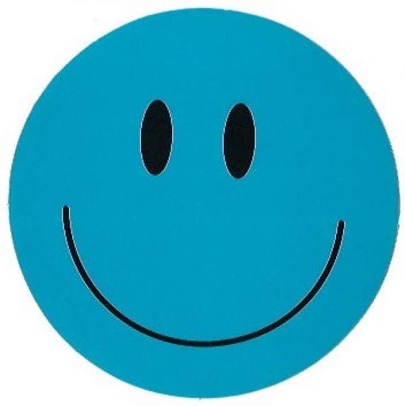 Blue Happy Face Vintage Sticker | Smiley Face | 80s Sticker | Hippie  Sticker | Bumper Sticker