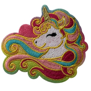 Glittery Unicorn Embroidered Patch | Colourful Appliqué | Perfect for Kids Projects