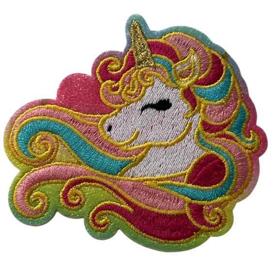 Glittery Unicorn Embroidered Patch | Colorful Appliqué