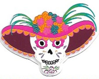 Pegatinas de calaveras del Día de los Muertos / Estilo de arte popular mexicano / Halloween / Cinco de Mayo / Calaveras de azúcar / Pegatinas artísticas